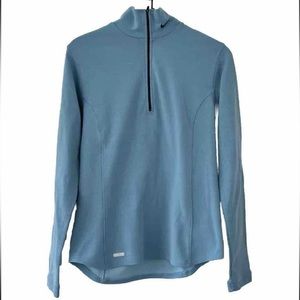 Nike Dri Fit Quarter Zip Pullover Sweater Womens M Blue Running Top Swoosh